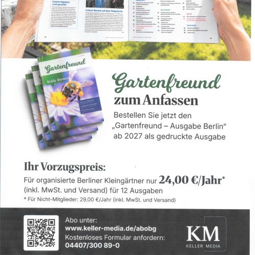 Wechsel des Verlages für unsere Zeitschrift "Berliner Gartenfreund"
